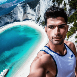 Selfie with Navagio Beach AI avatar/profile picture for men